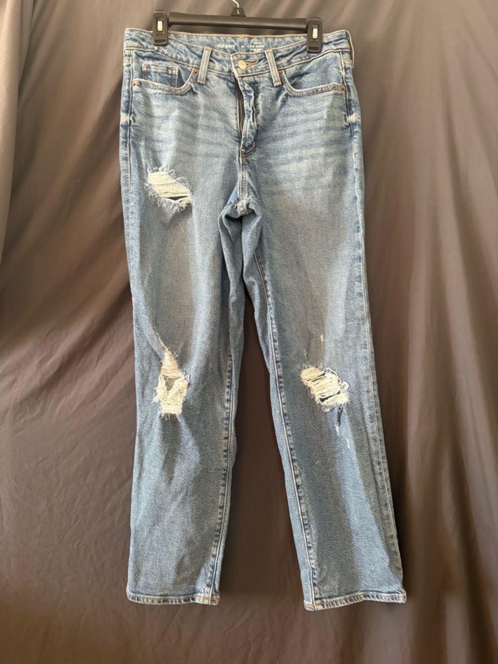 Old Navy Distressed Straight Leg Jeans - Light Blue Wash